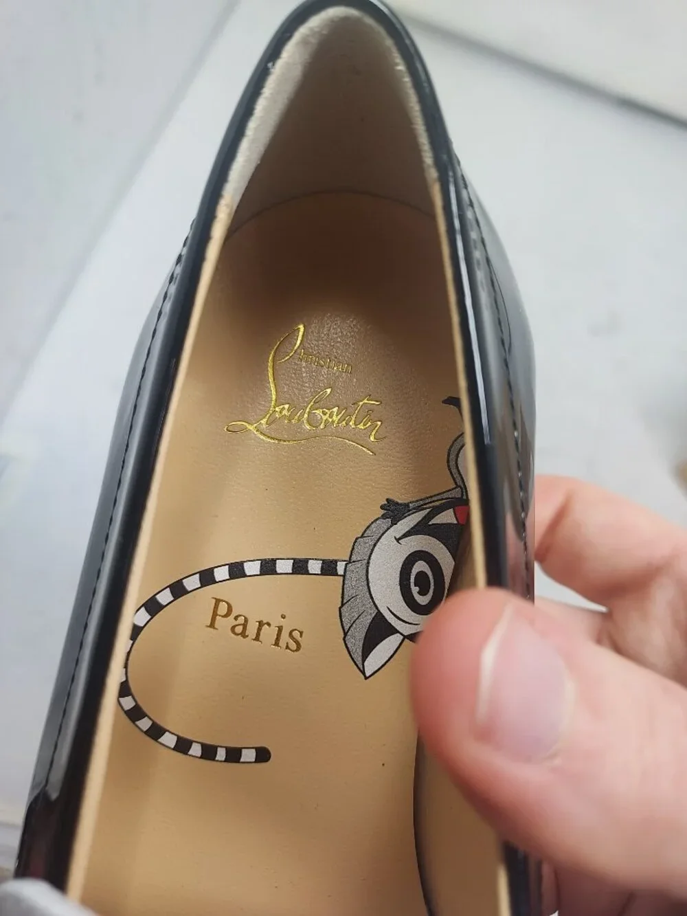 Christian Louboutin Boys Black White Red Penny Loafer